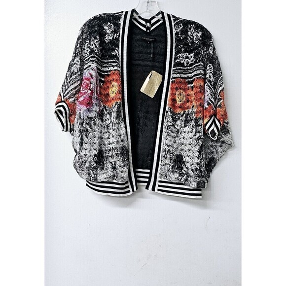 ALBERTO MAKALI Open Front Floral Lined Short Sleeve Cardigan Jacket (S) NWT - Picture 1 of 3
